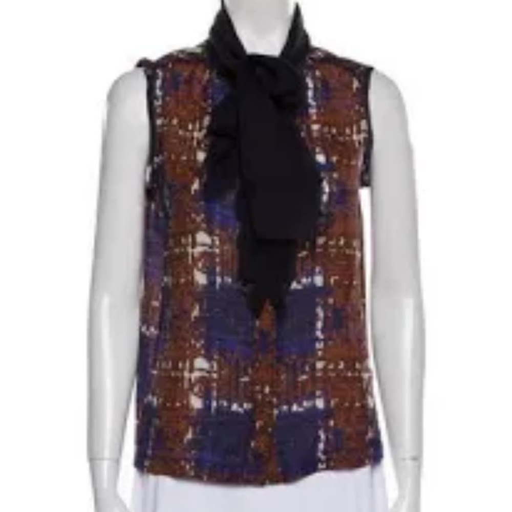 🔥Tory Burch, sleeveless blouse, bow at neck, size 4 - Picture 2 of 8